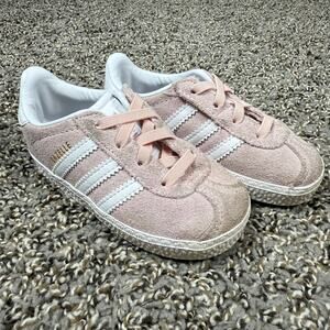 Adidas Gazelle Adi-fit Shoes Kids Girls US 6K Icey Pink Suede Slip-on Ortholite
